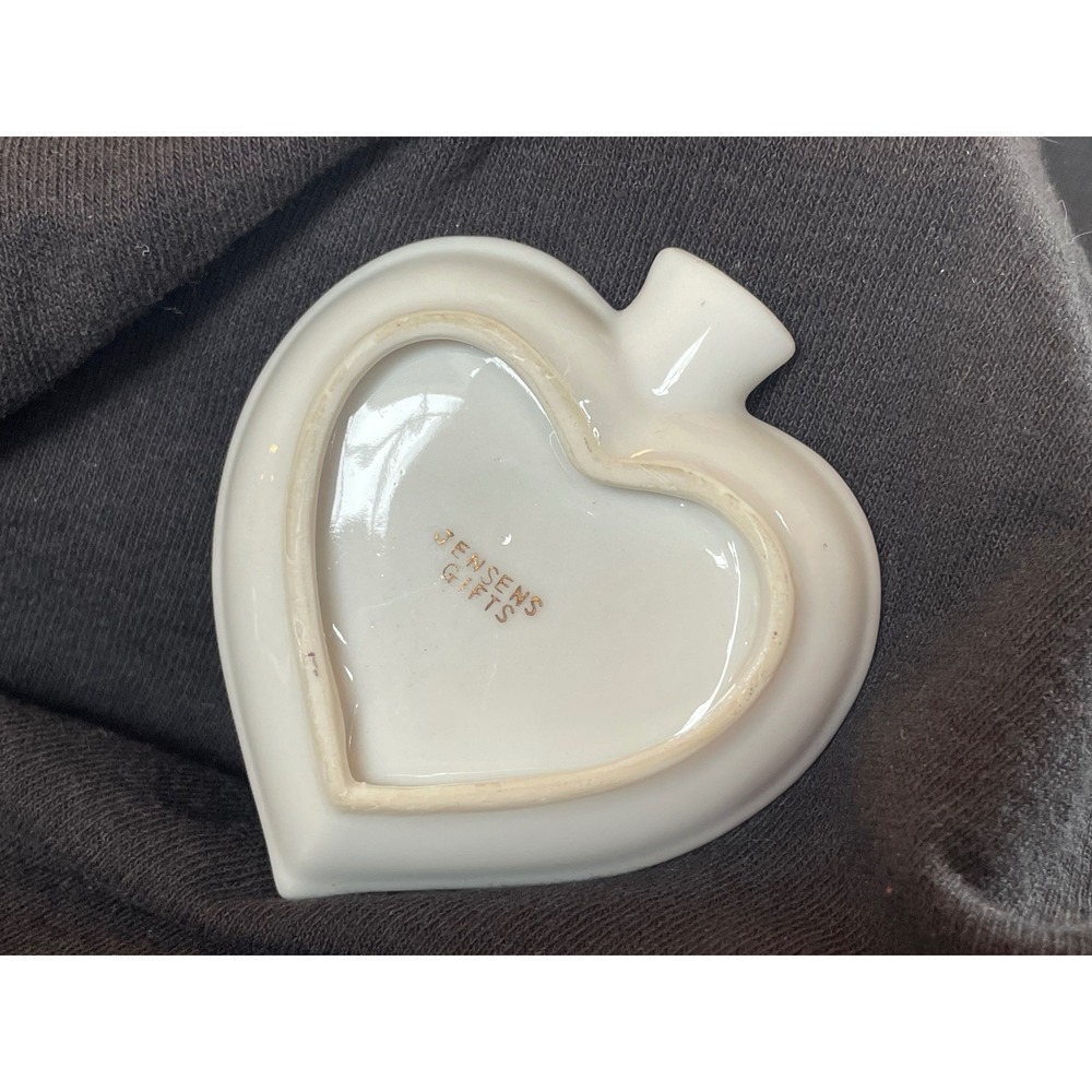 Vintage Lefton Jensens Gifts Heart Porcelain Rose Trinket Bowl & 3 Ashtrays Set - Picture 9 of 14